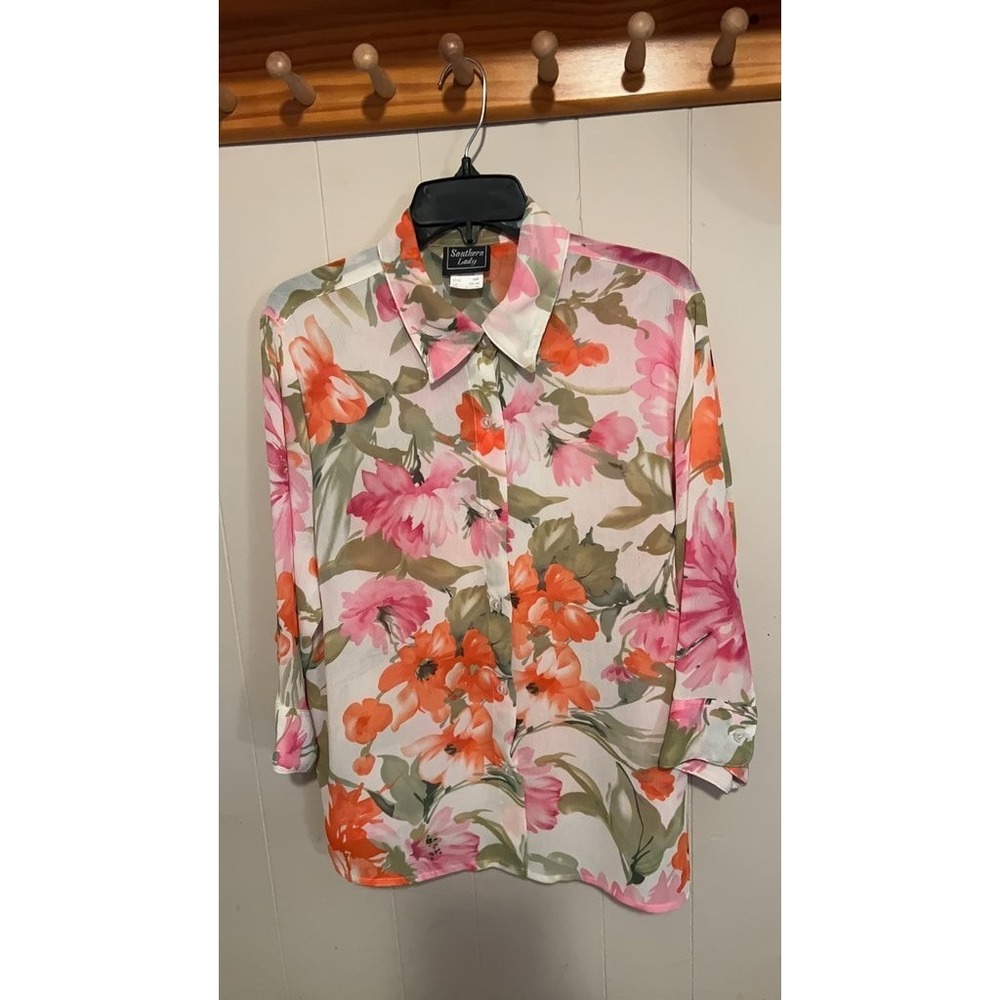 Southern Lady Floral Print Blouse - Size L